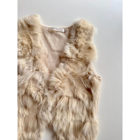 Girls' SIARE'S Beige Rabbit Fur Wool Knit Vest - Picture 2 of 11